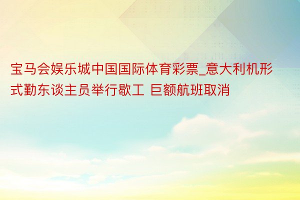 宝马会娱乐城中国国际体育彩票_意大利机形式勤东谈主员举行歇工 巨额航班取消